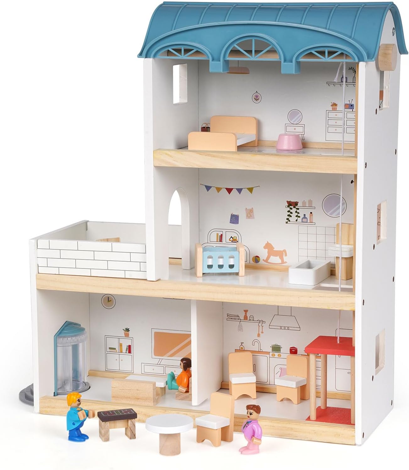 Wooden Dollhouse for Kids