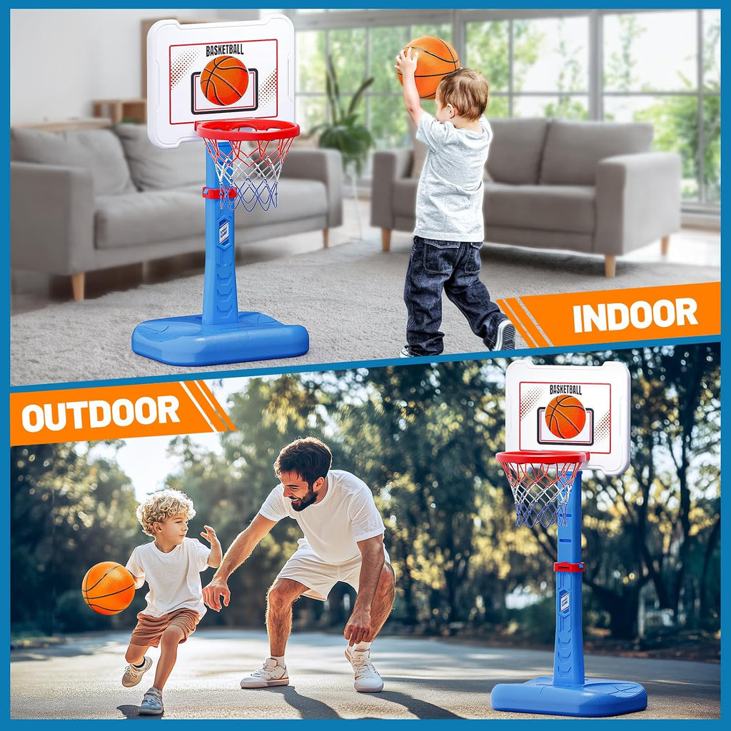 3 in 1 Kids Basketball Hoop and T Ball Set for Toddlers.