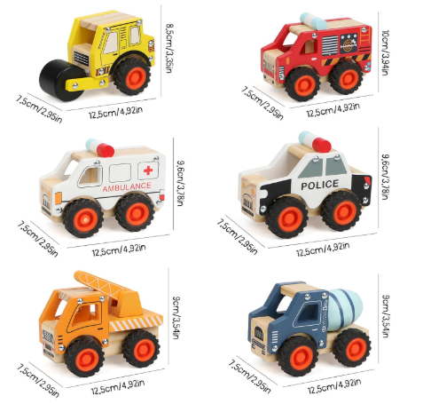 6Pcs Wooden Cars for Toddlers