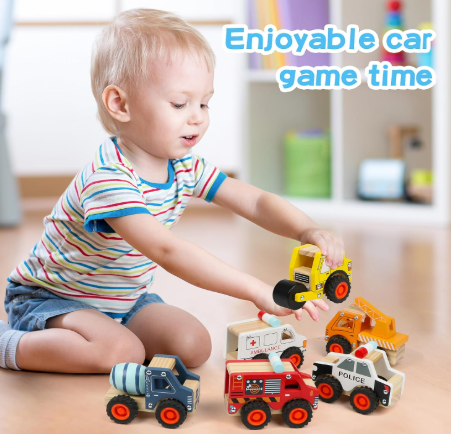 6Pcs Wooden Cars for Toddlers